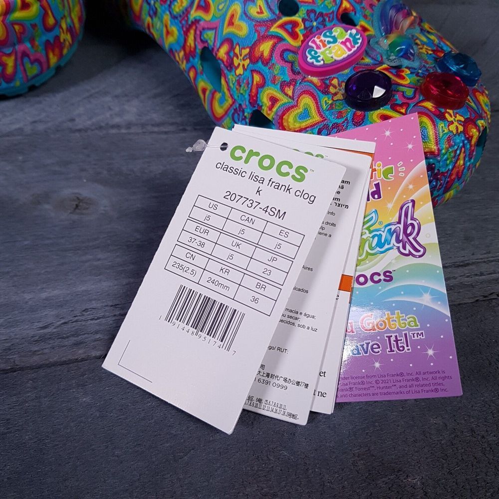 CROCS X Lisa Frank Classic Clogs Kids Size J5 Womens 7 Limited Edition - Picture 6 of 9